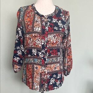 Skies Are Blue Multicolor Floral Blouse